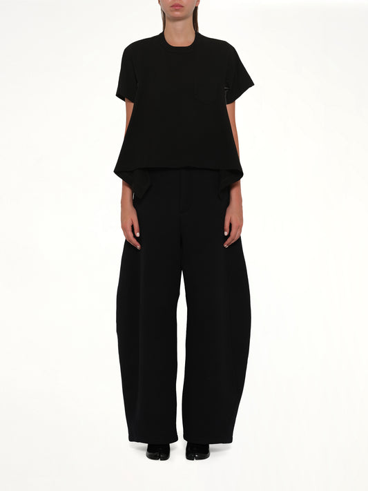 Light Weight Denim x Cotton Jersey T-Shirt in Black