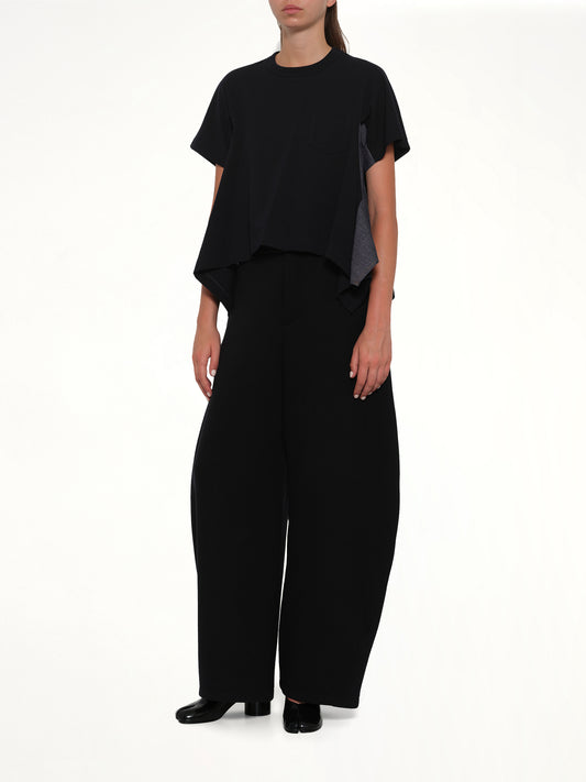 Light Weight Denim x Cotton Jersey T-Shirt in Navy/Blue