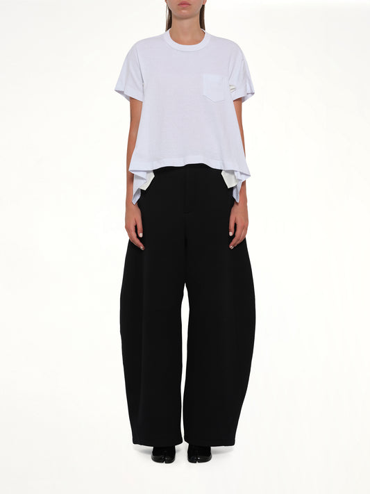 Light Weight Denim x Cotton Jersey T-Shirt in White