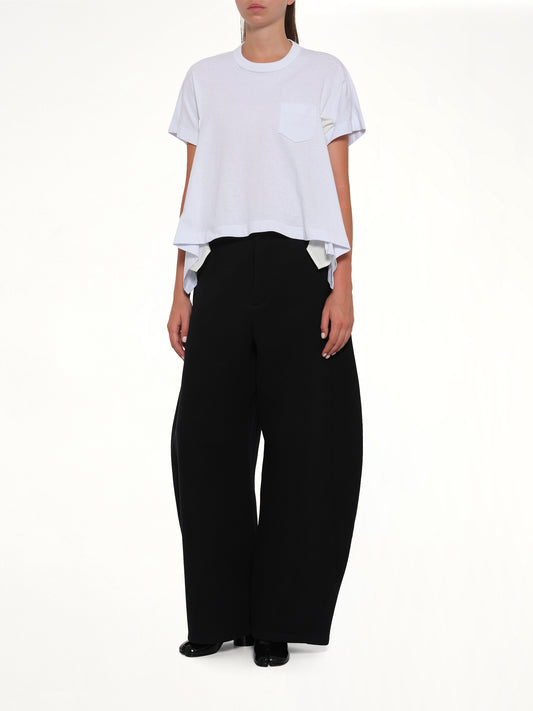 Light Weight Denim x Cotton Jersey T-Shirt in White