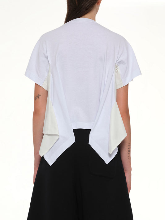 Light Weight Denim x Cotton Jersey T-Shirt in White