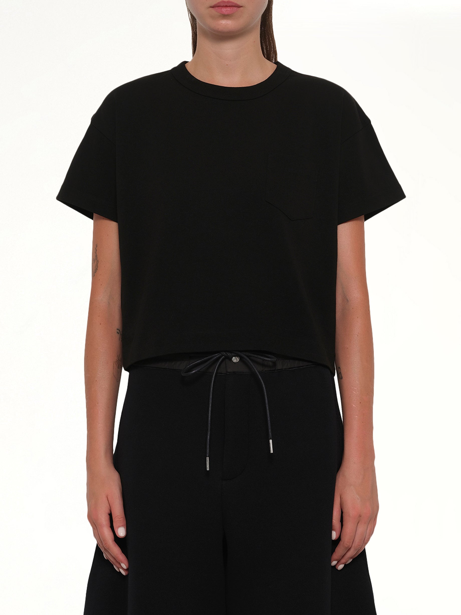 S Cotton Jersey T-Shirt in Black