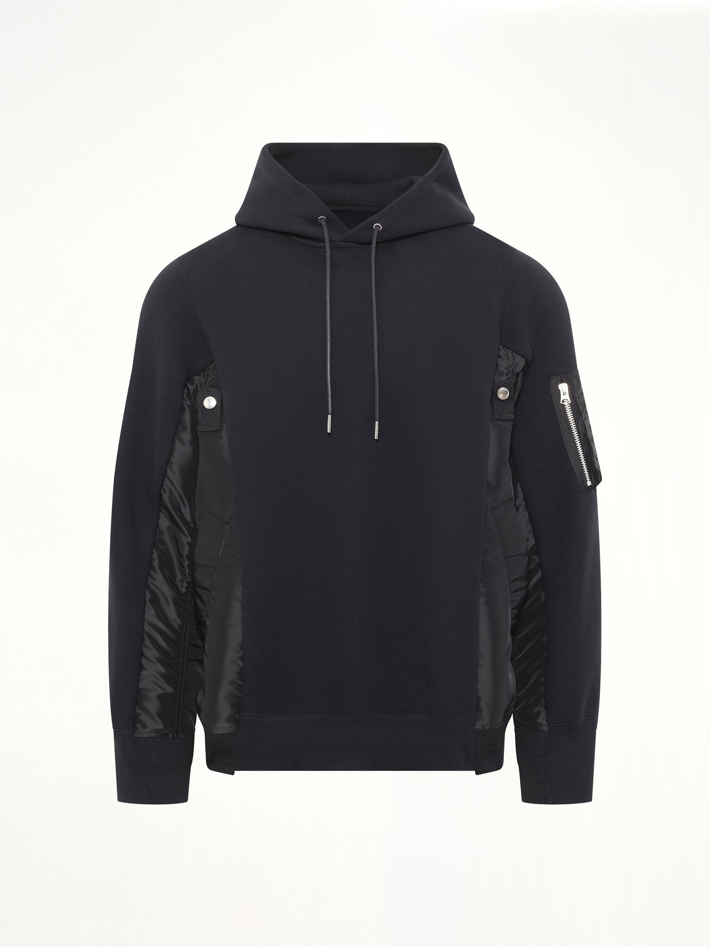 Sponge Sweat x Nylon Twill Hoodie in Black