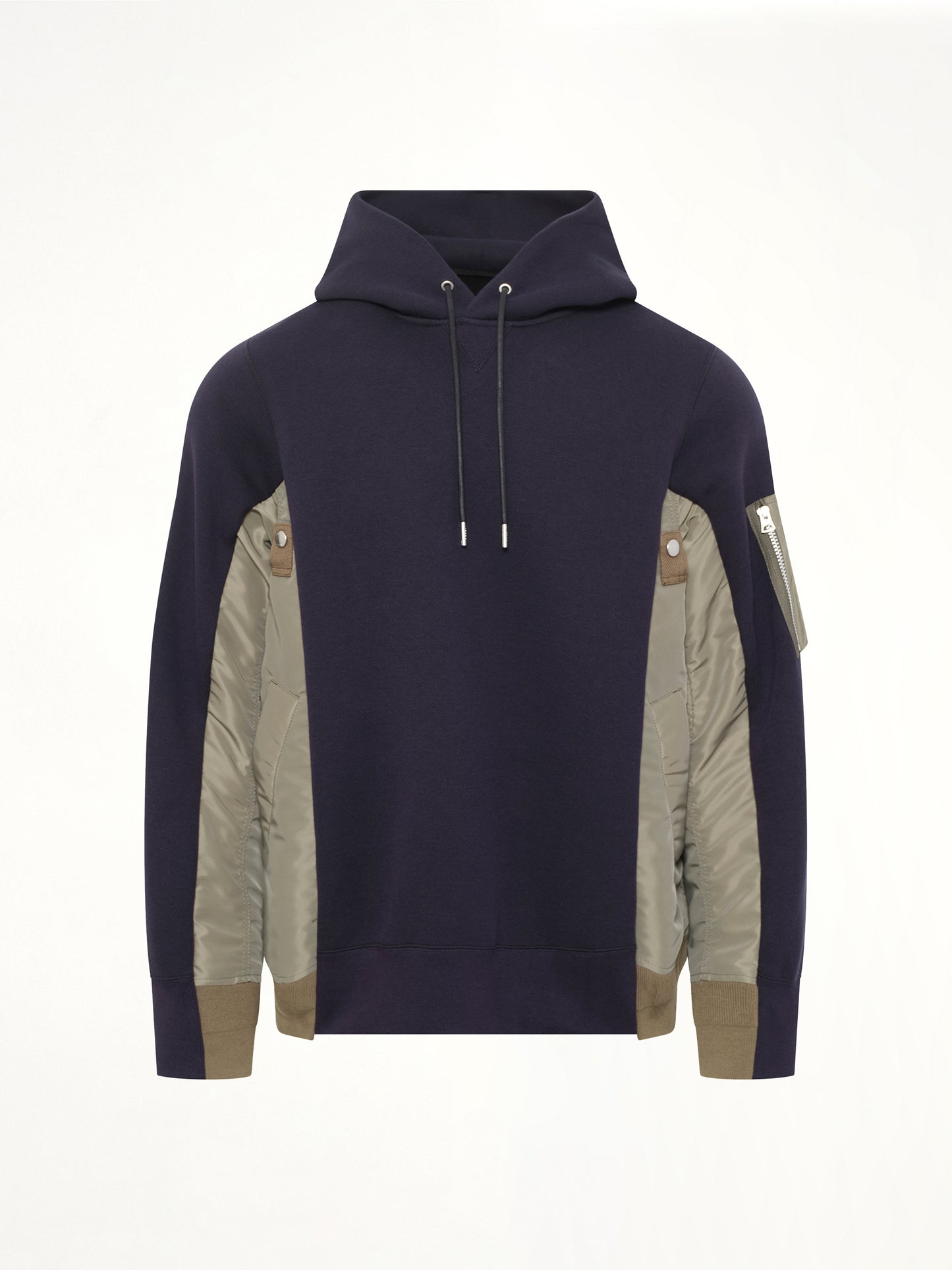 Sponge Sweat x Nylon Twill Hoodie in Navy/Khaki