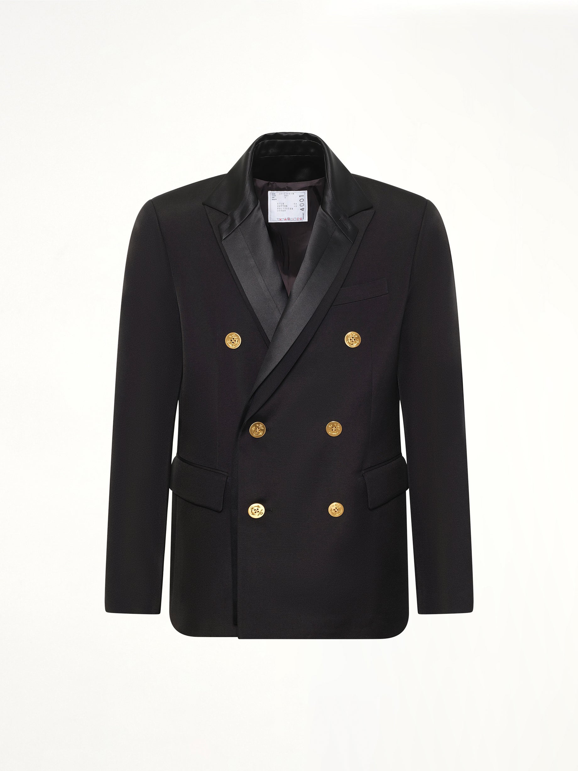 SACAI , 
, Double-Faced Silk Cotton Jacket in Black Product Photo from MARAIS
