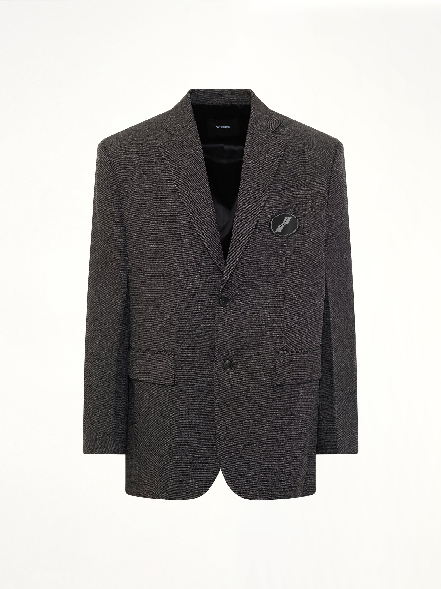 WE11DONE , Oversized Suit Logo Blazer in Charcoal Product Photo from MARAIS