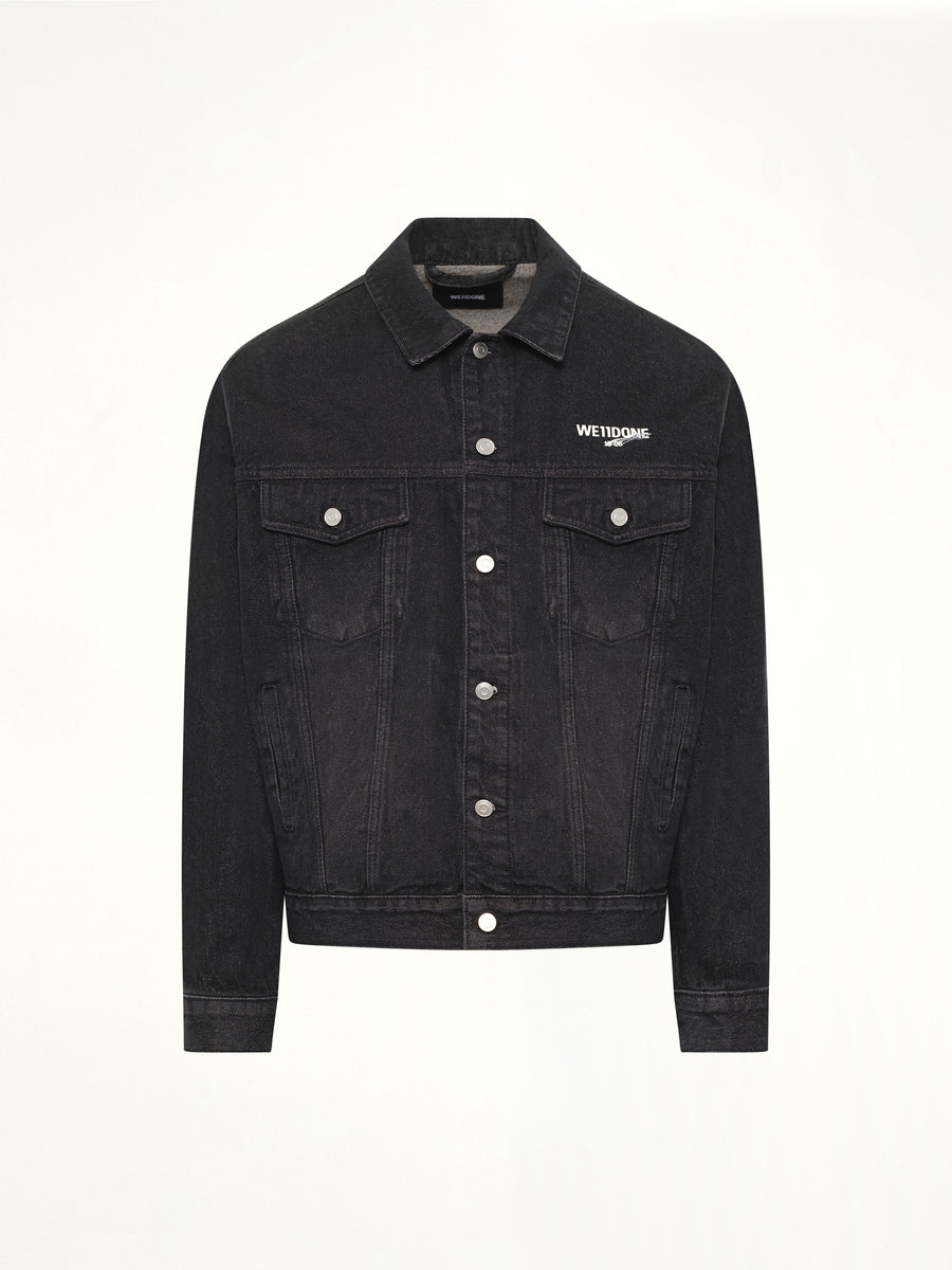 1506 Logo Loose-Fit Denim Trucker Jacket in Black