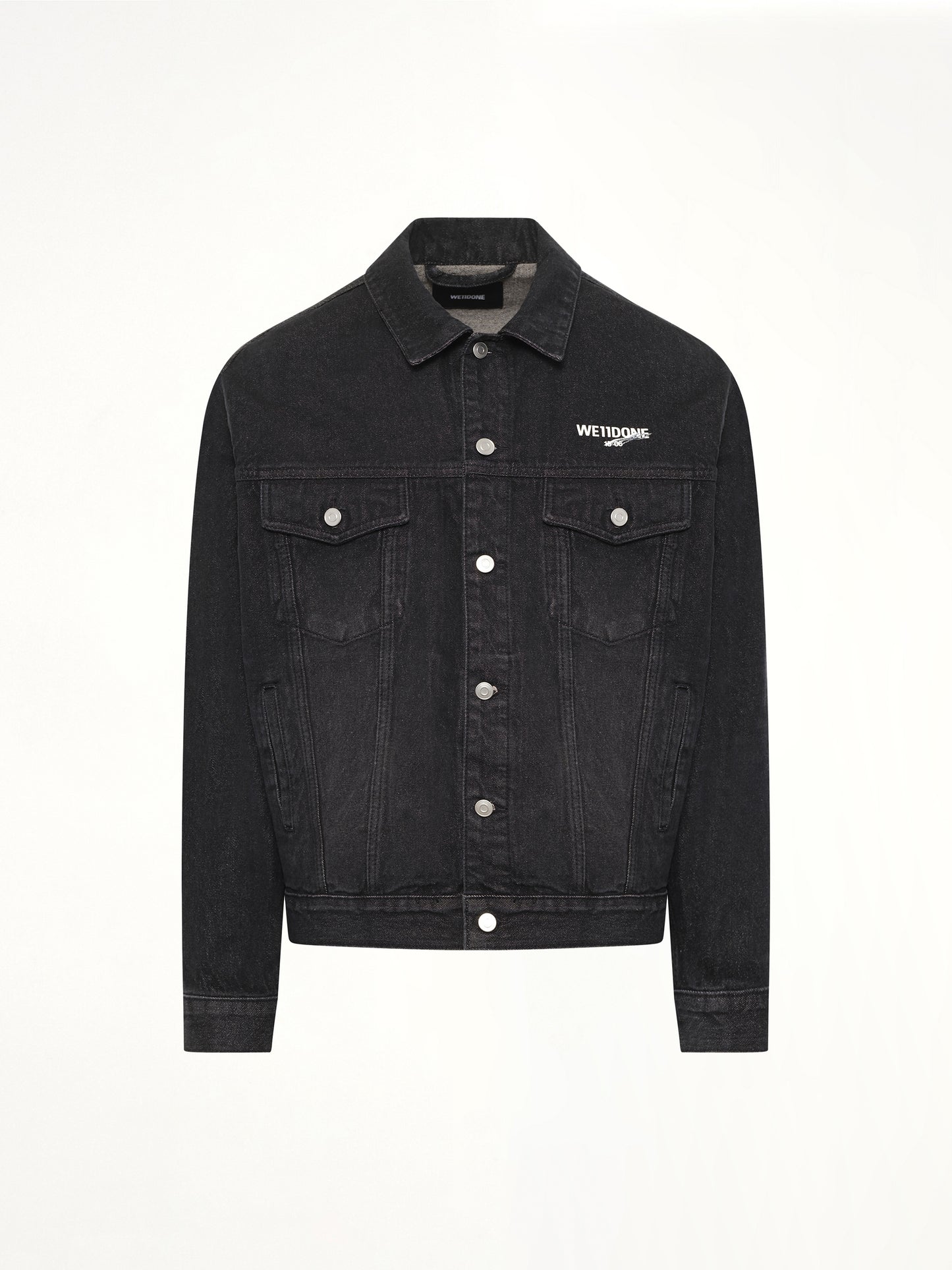 1506 Logo Loose-Fit Denim Trucker Jacket in Black