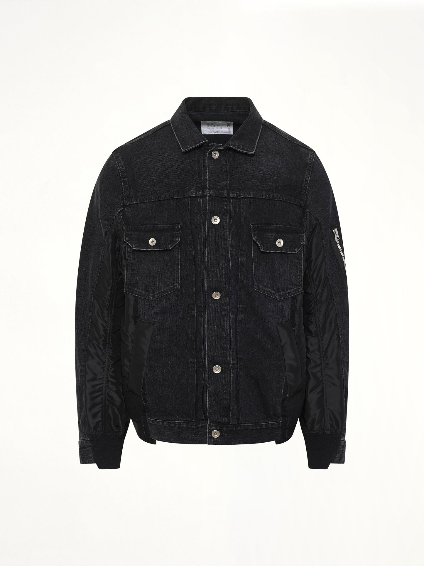 Denim x Nylon Twill Jacket in Black