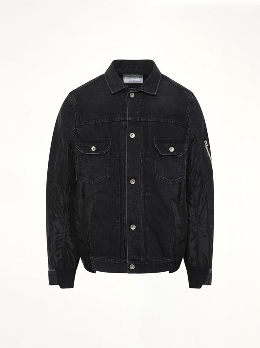 Denim x Nylon Twill Jacket in Black