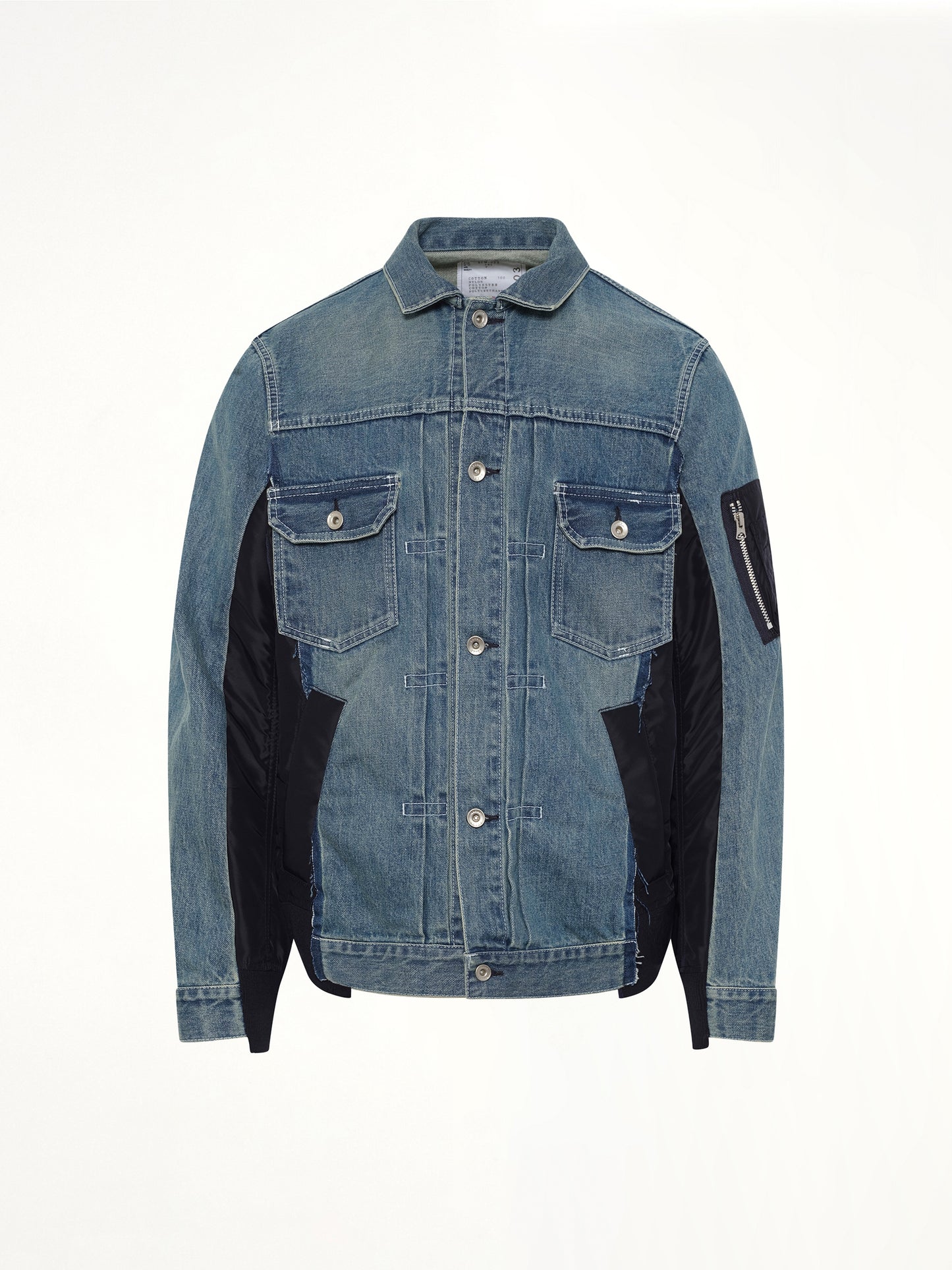 Denim x Nylon Twill Jacket in Light Blue