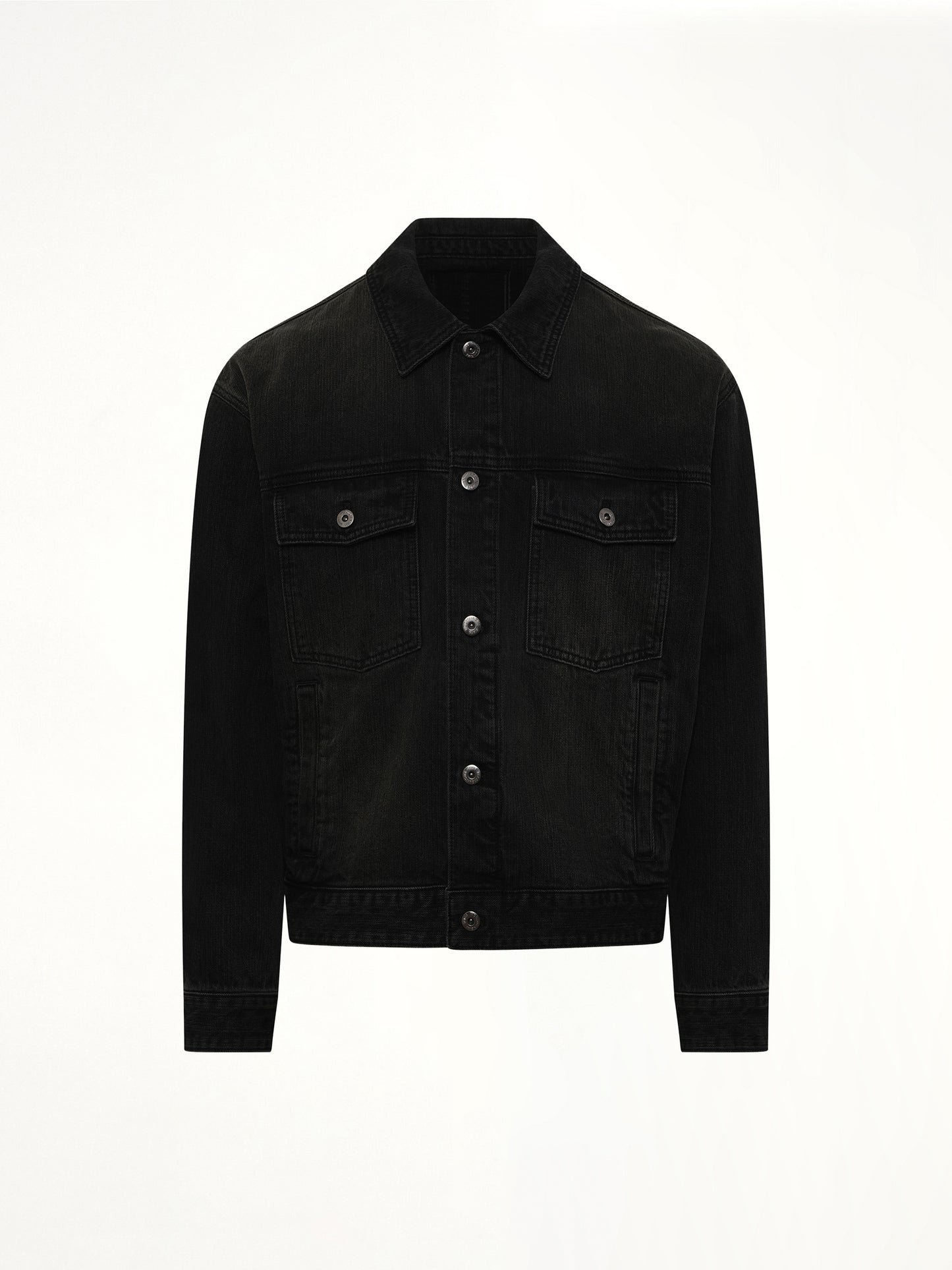 Stone Washed Denim Jacket in Black