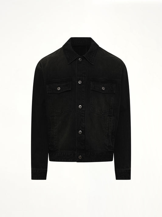 Stone Washed Denim Jacket in Black