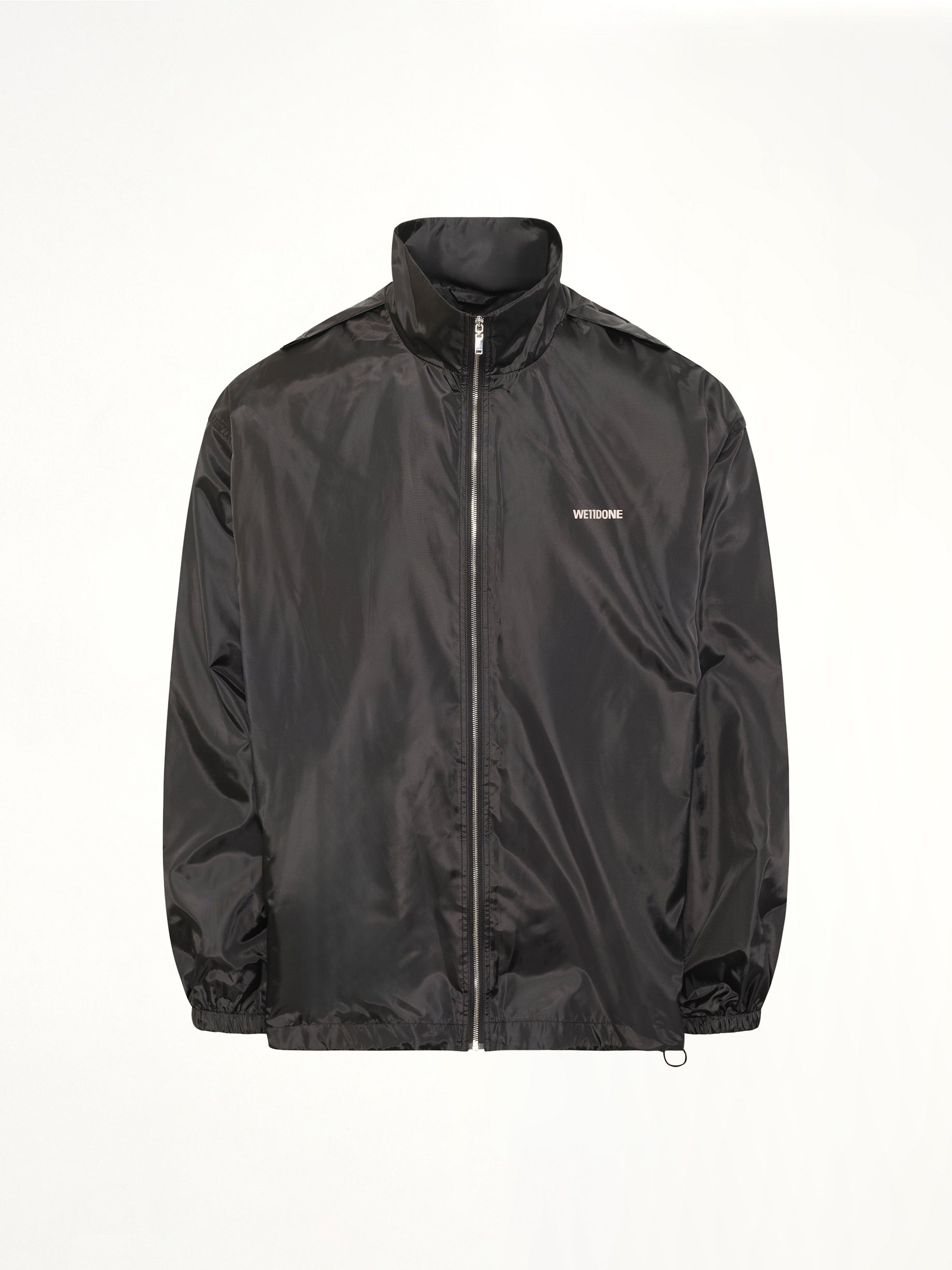 WE11DONE , Logo Windbreaker Jacket in Black Product Photo from MARAIS