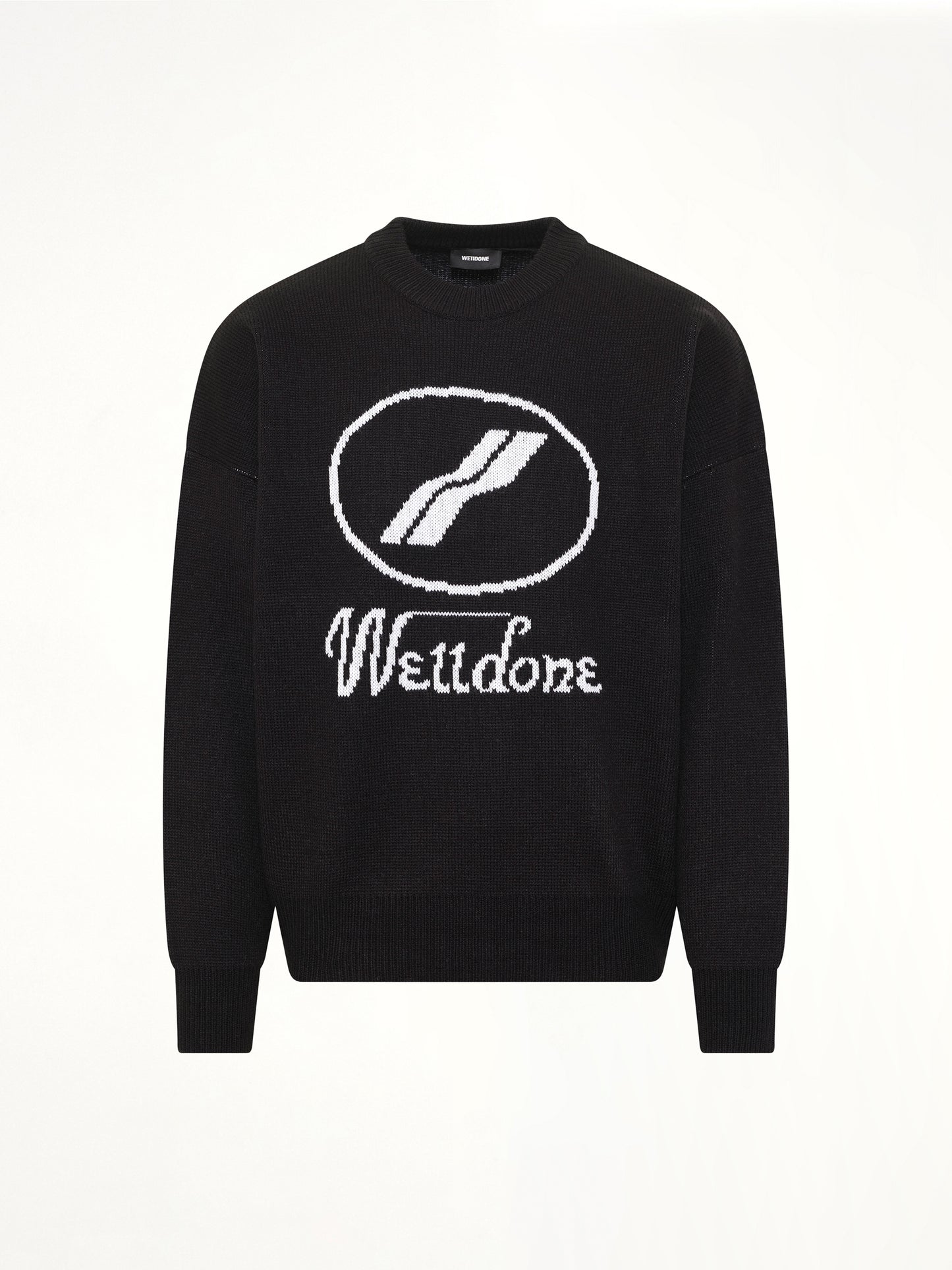 Logo Jacquard Intarsia Sweater in Black