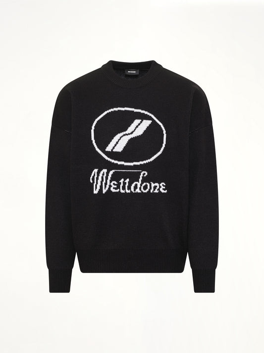 Logo Jacquard Intarsia Sweater in Black