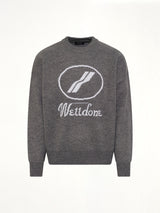 Logo Jacquard Intarsia Sweater in Grey