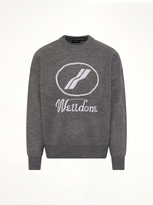 Logo Jacquard Intarsia Sweater in Grey