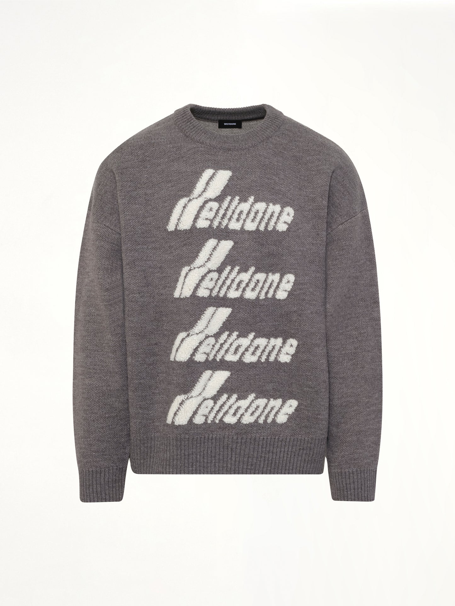 Logo Pile Knit Sweater in Grey