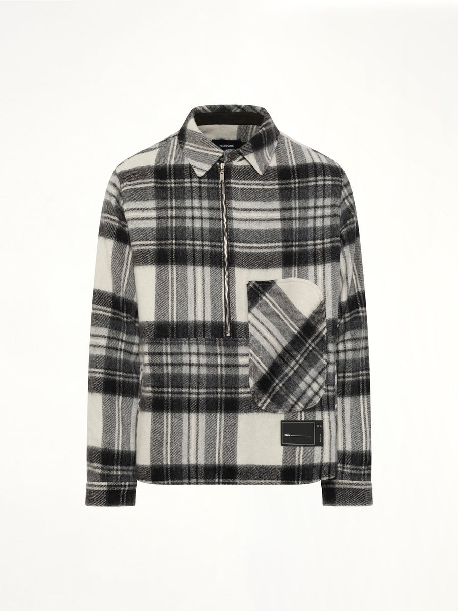 Check Anorak Wool Shirt in Grey