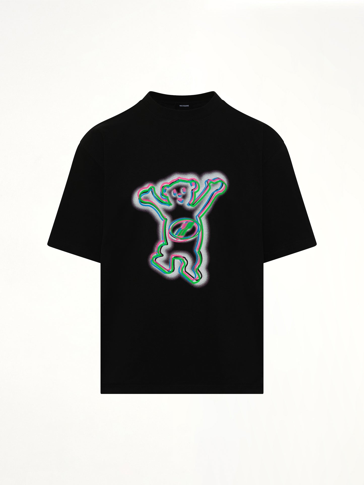 Colourful Teddy Print T-Shirt in Black