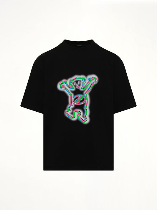 Colourful Teddy Print T-Shirt in Black