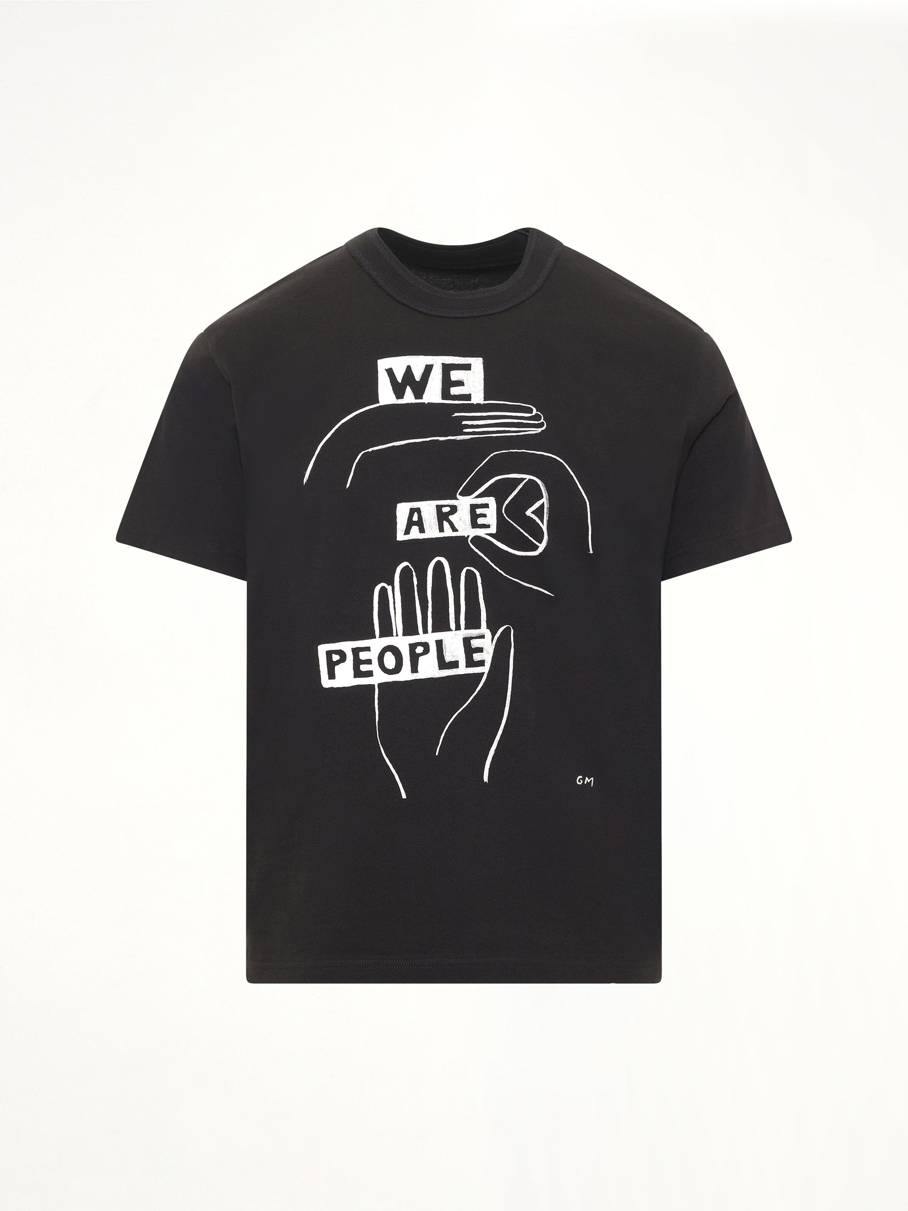 SACAI Geoff "We Are People" T-Shirt in Black Product Photo from MARAIS