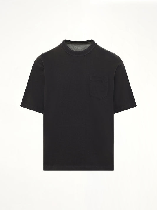 Light Weight Denim x Cotton Jersey T-Shirt in Black