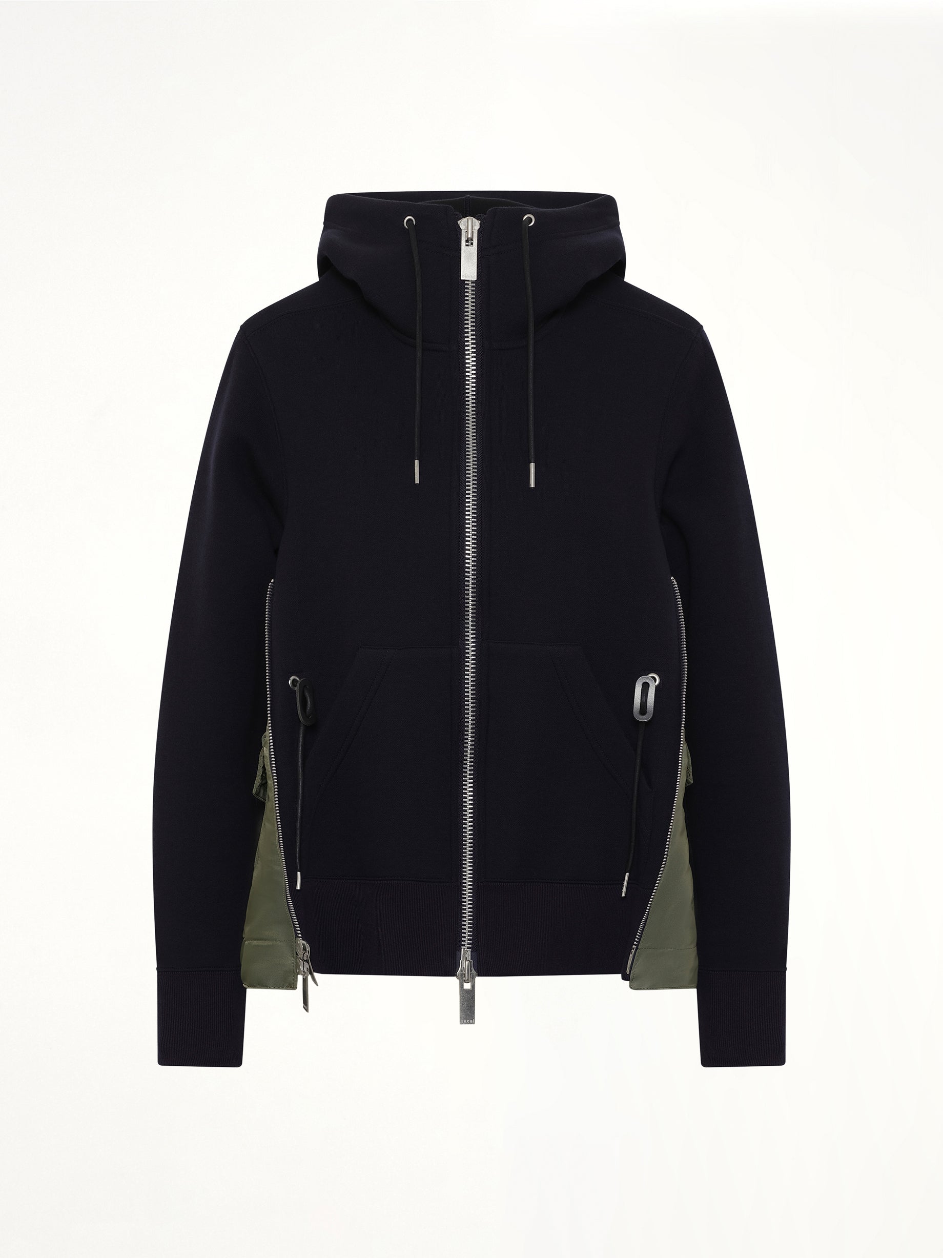 Sponge Sweat x Nylon Twill Hoodie in Navy/Khaki