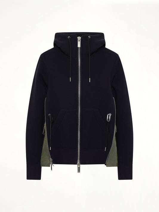 Sponge Sweat x Nylon Twill Hoodie in Navy/Khaki
