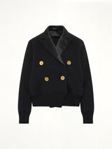 Cotton Cashmere Knit Jacket in Black