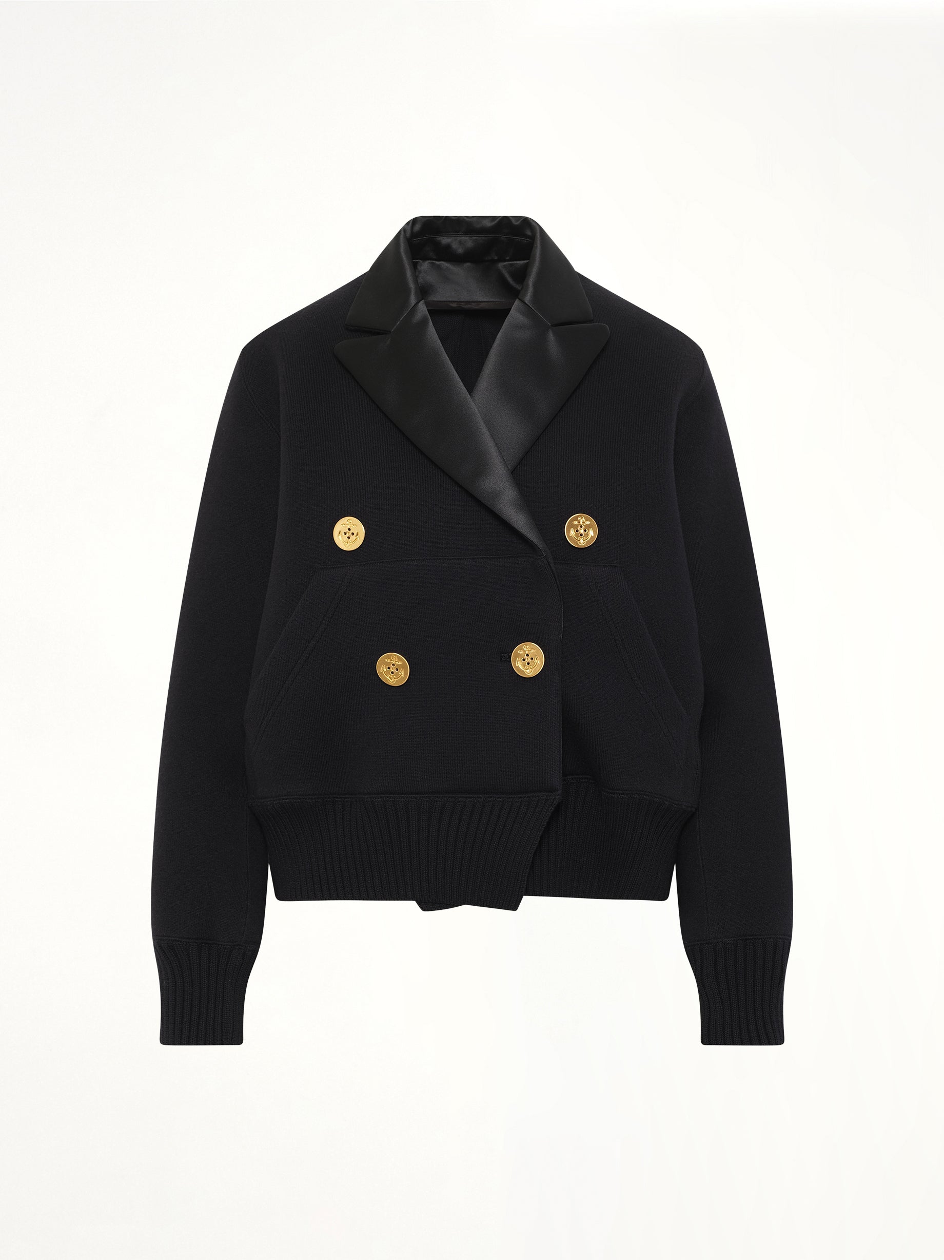 Cotton Cashmere Knit Jacket in Black