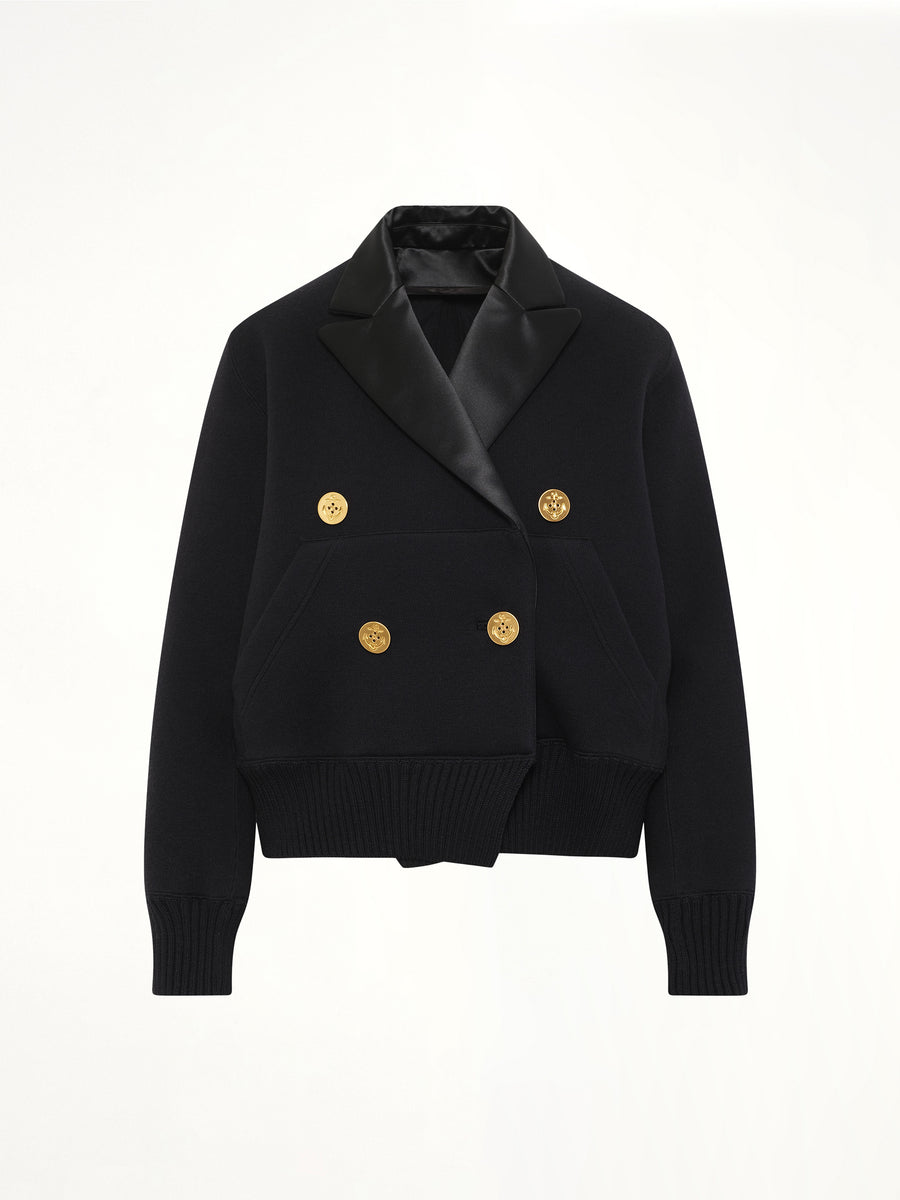 Cotton Cashmere Knit Jacket in Black