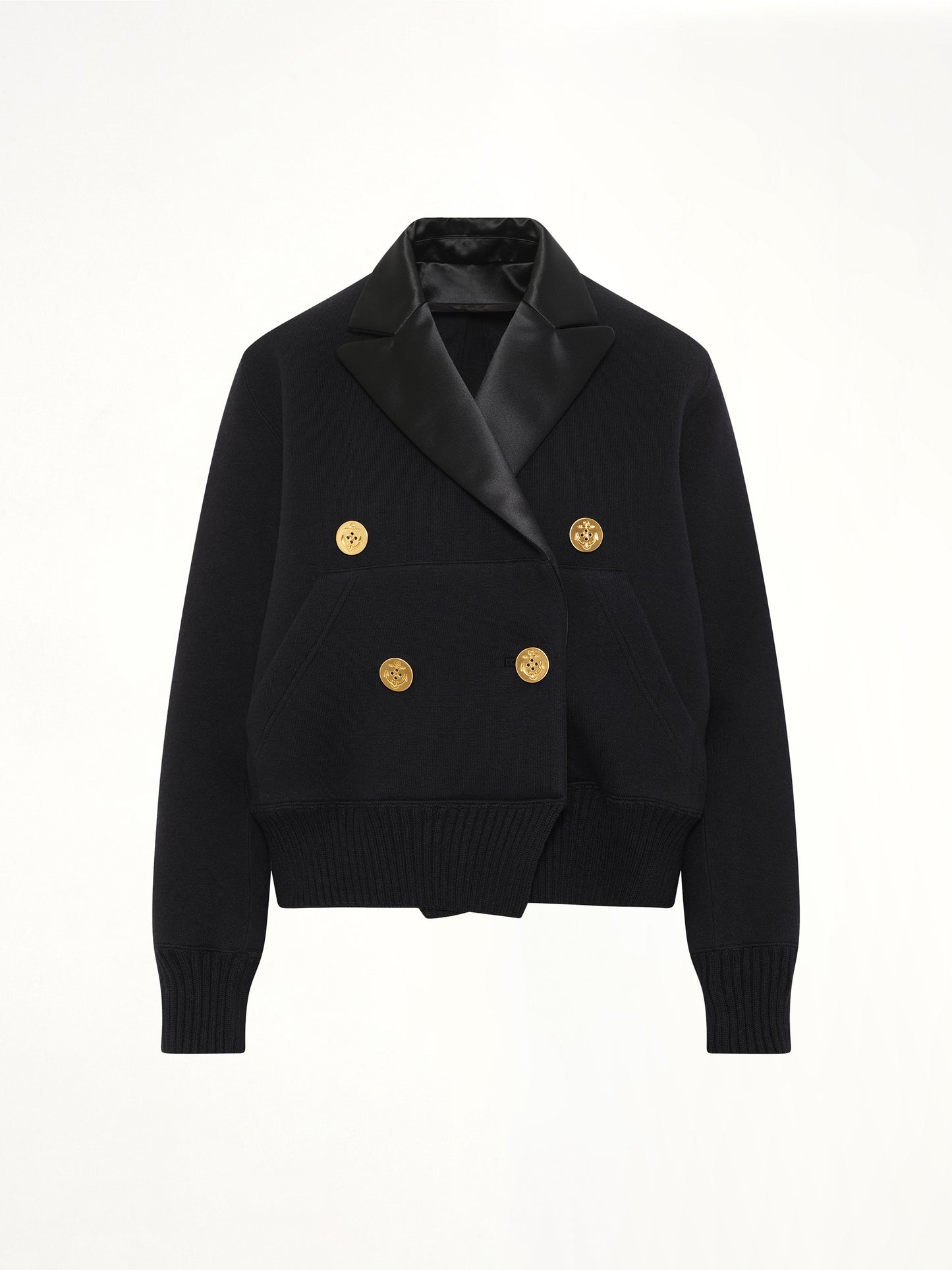 Cotton Cashmere Knit Jacket in Black