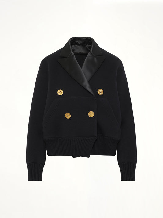 Cotton Cashmere Knit Jacket in Black