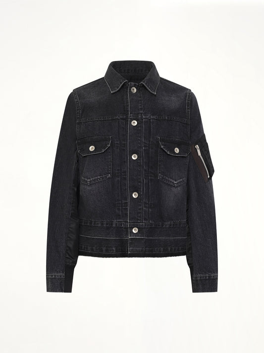 Denim x Nylon Twill Jacket in Black
