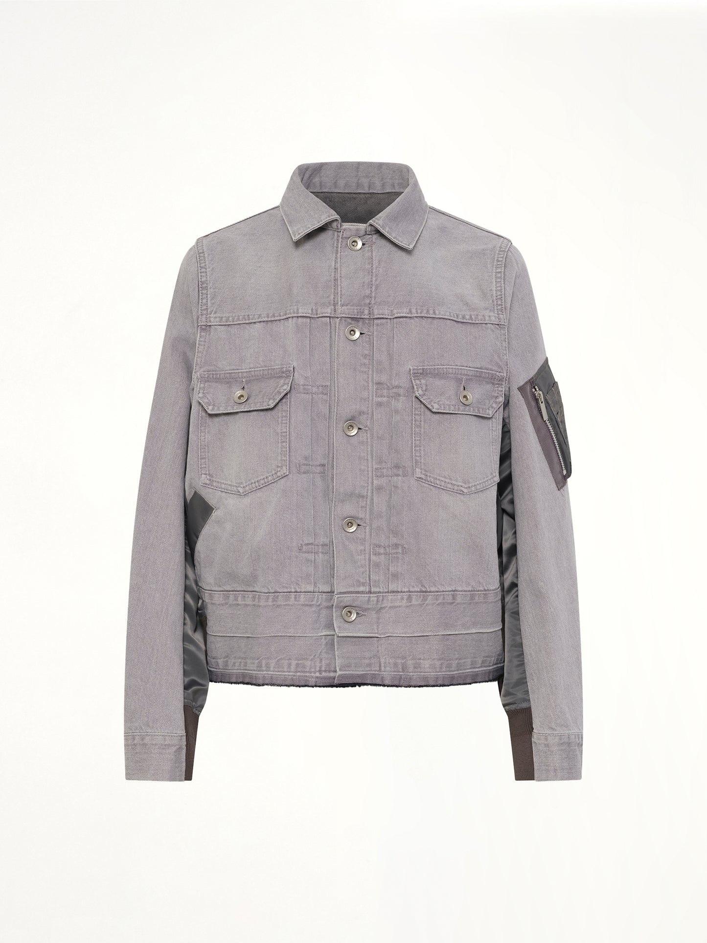 Denim x Nylon Twill Jacket in Gray
