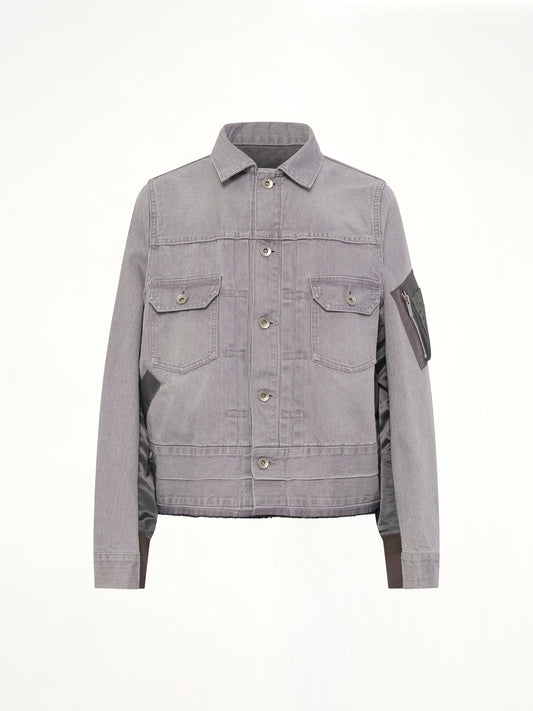 Denim x Nylon Twill Jacket in Gray