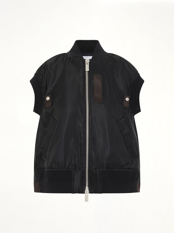 Nylon Twill Vest in Black