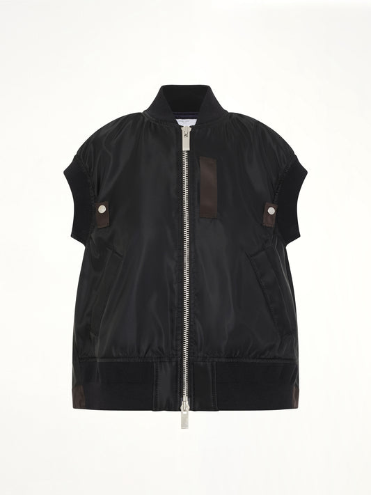 Nylon Twill Vest in Black