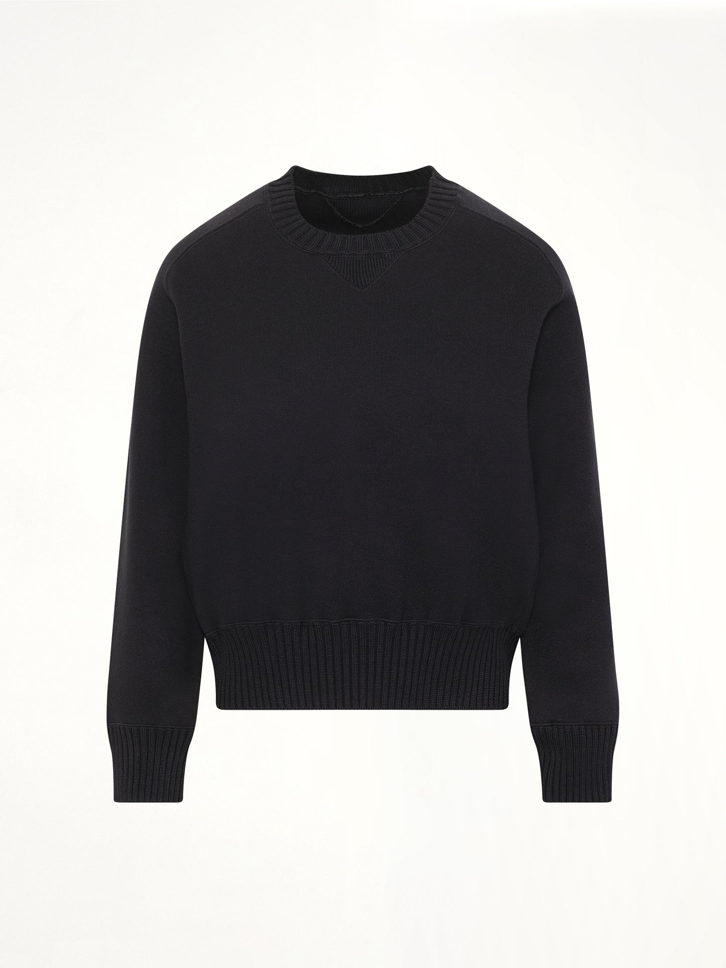 Cotton Cashmere Knit Pullover in Black