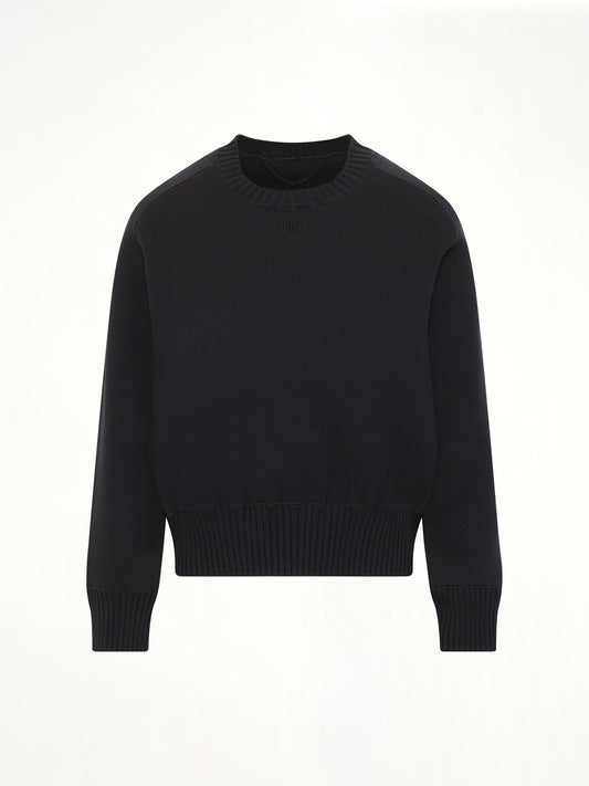 Cotton Cashmere Knit Pullover in Black