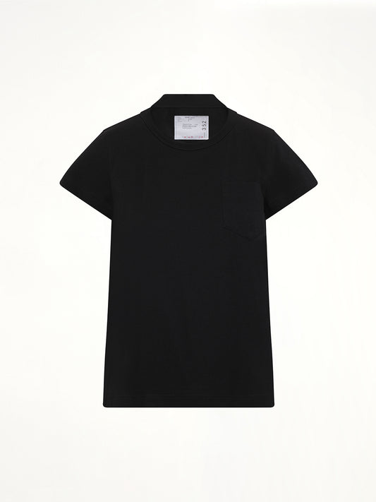 Cotton Poplin x Cotton Jersey T-Shirt in Black