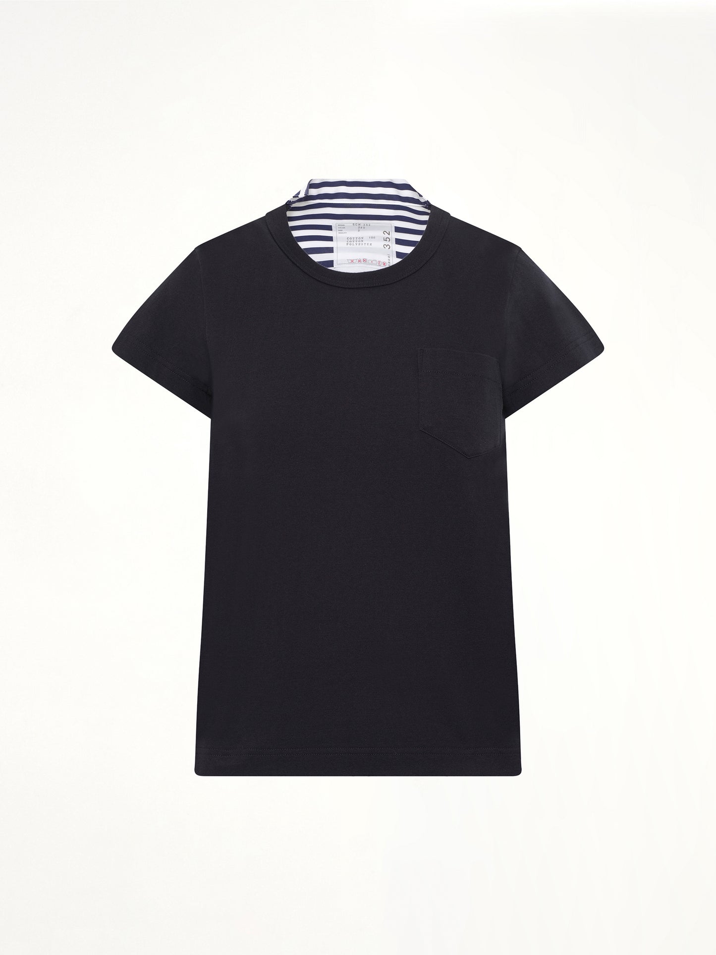 Cotton Poplin x Cotton Jersey T-Shirt in Navy
