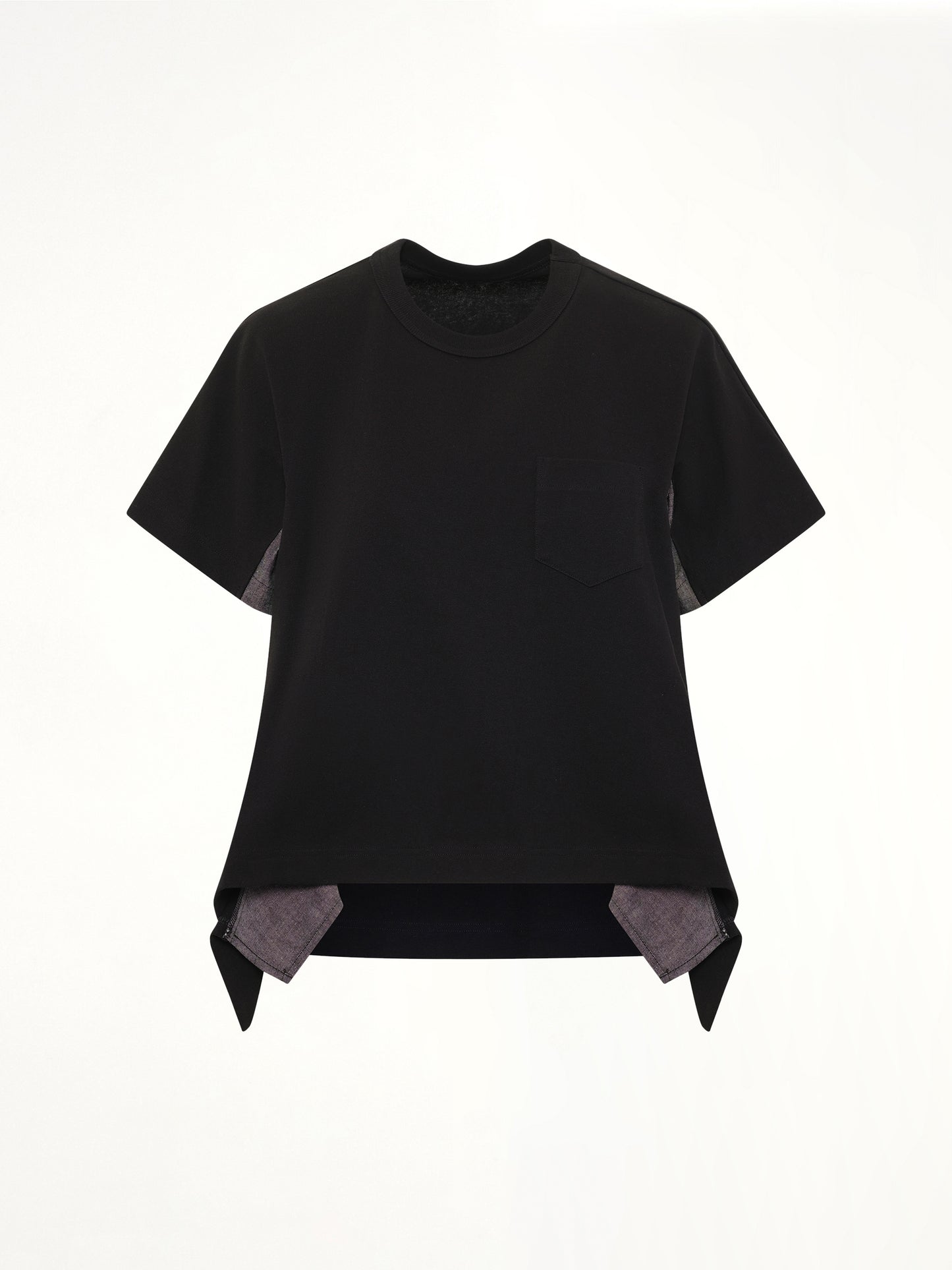 Light Weight Denim x Cotton Jersey T-Shirt in Black