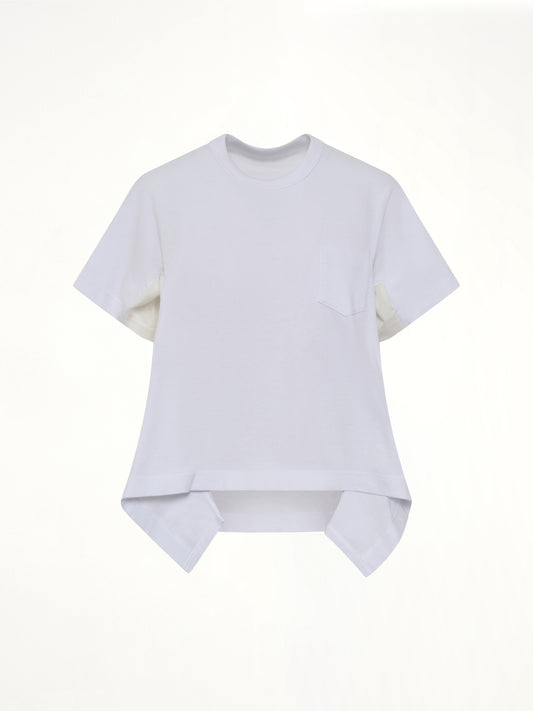 Light Weight Denim x Cotton Jersey T-Shirt in White