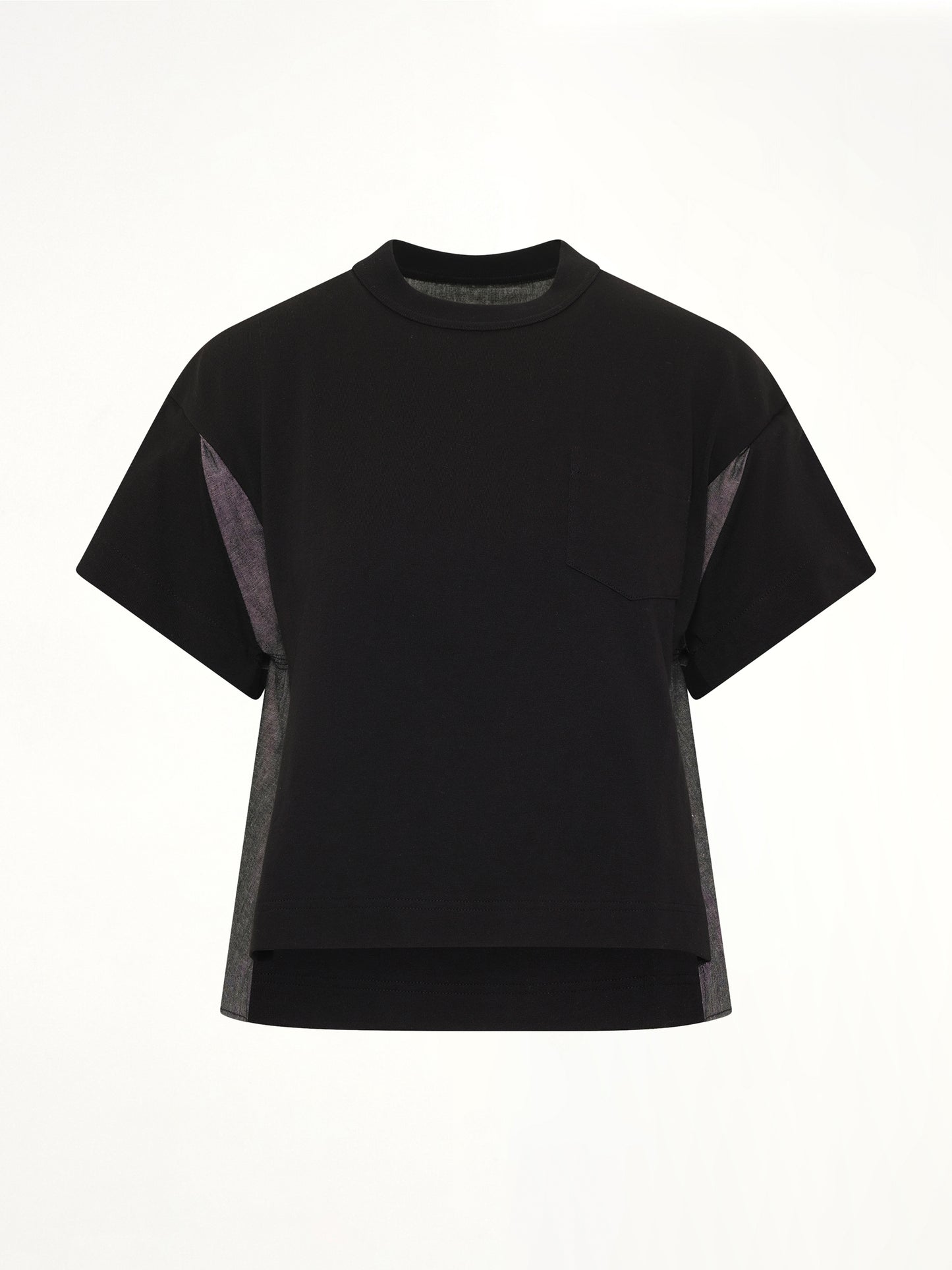 Light Weight Denim x Poplin Jersey T-Shirt in Black