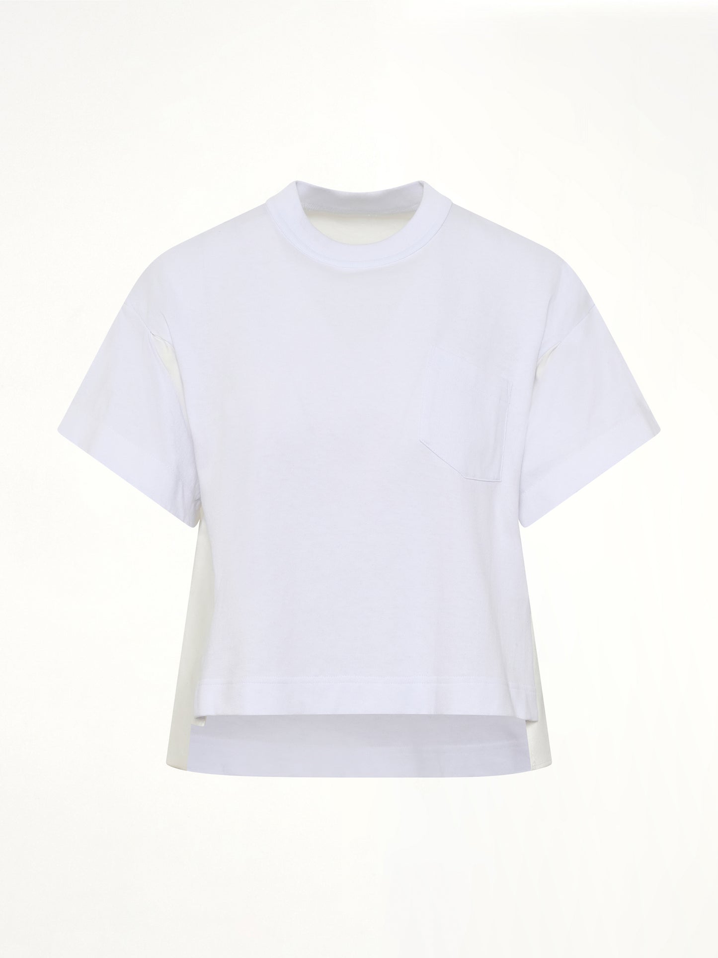 Light Weight Denim x Poplin Jersey T-Shirt in White