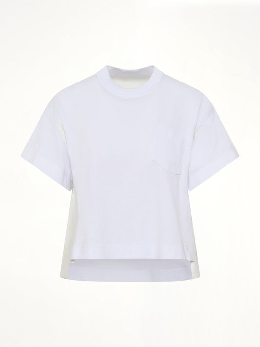 Light Weight Denim x Poplin Jersey T-Shirt in White