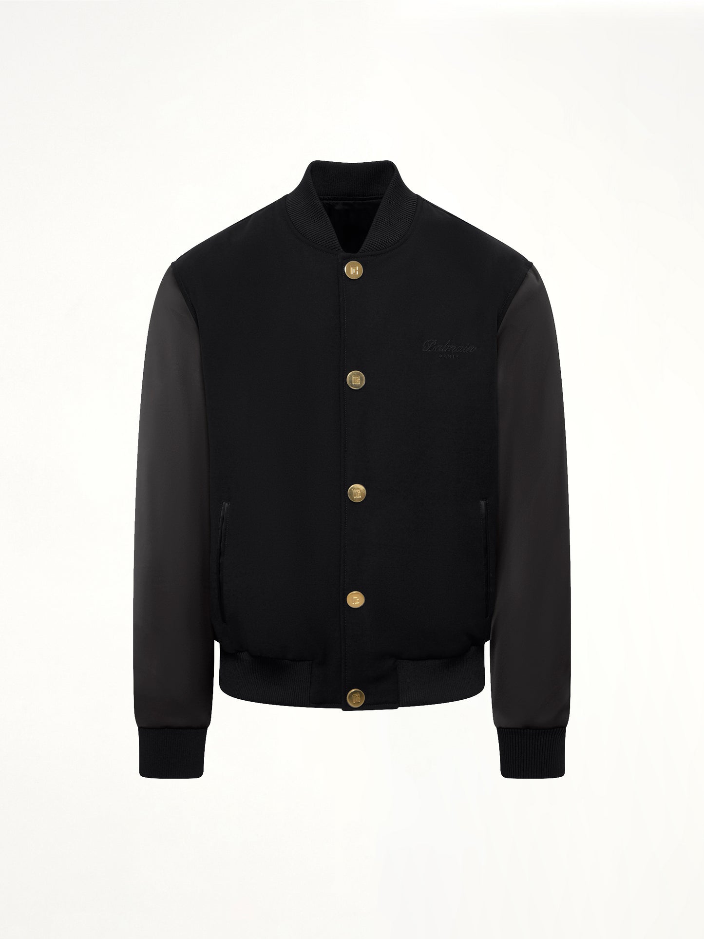 GDP Satin Varsity Jacket in Black